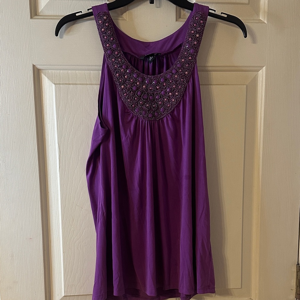 Iz Byer Elegant Purple Embellished Blouse